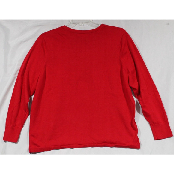 Land's End Red Christmas Sweater Women's 2X (20W/22W) Crew Neck Pull-over LS - Picture 3 of 11